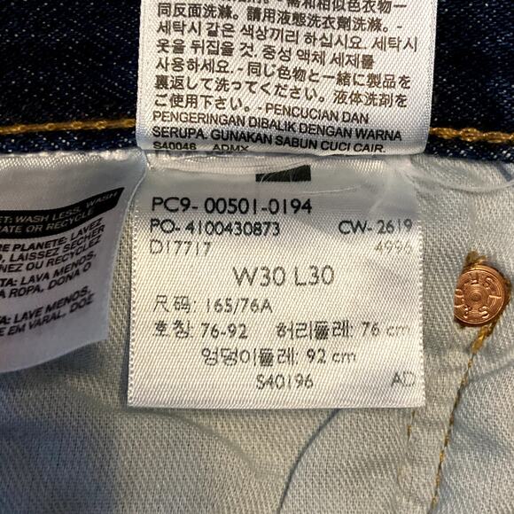 Levis 501 Jeans Original Cotton Straight Rigid Button Fly Dark Stonewash 30x30 - Picture 5 of 6